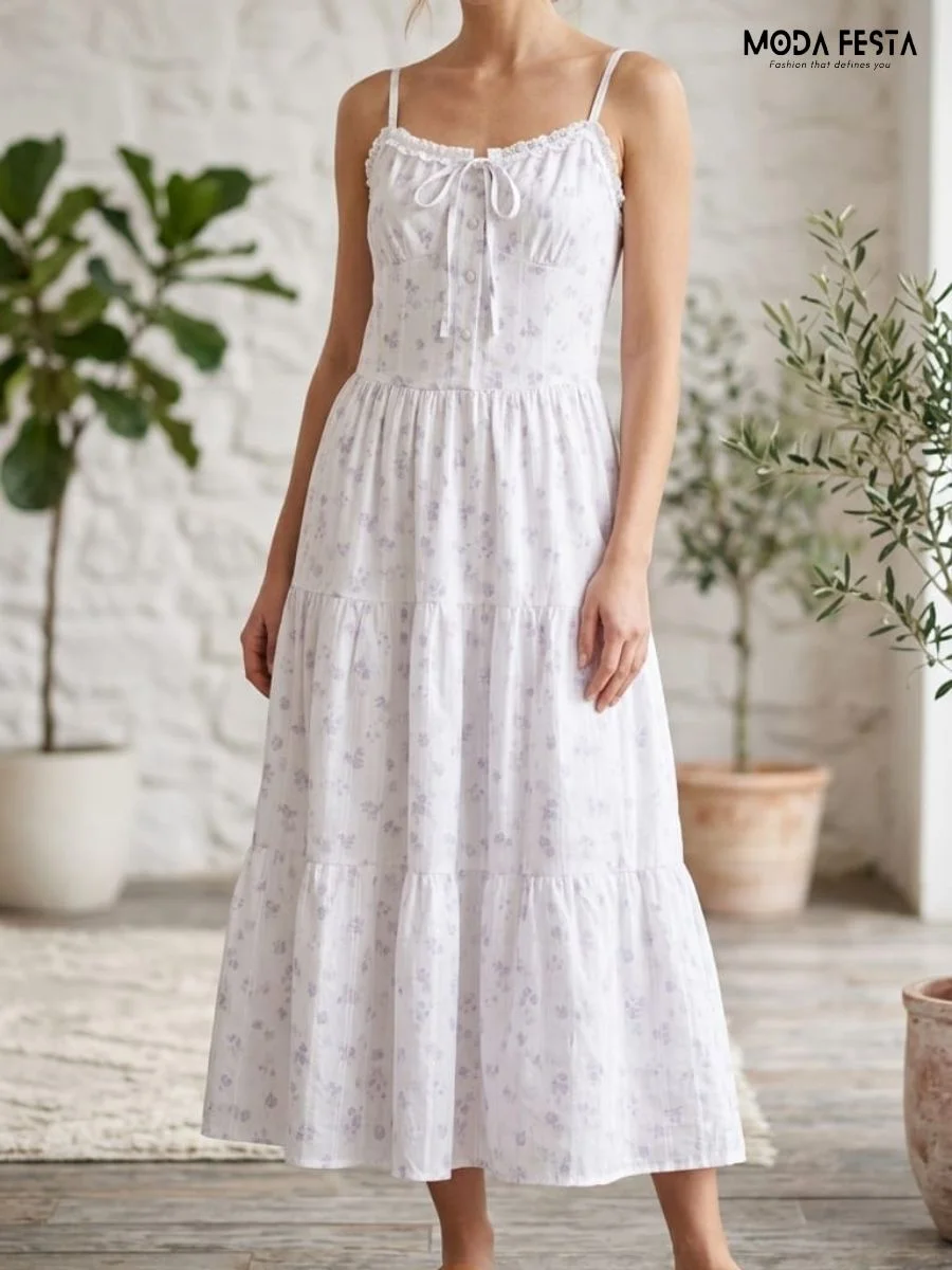 ModaFesta -Cotton-floral-dress-with-shrug -lavender